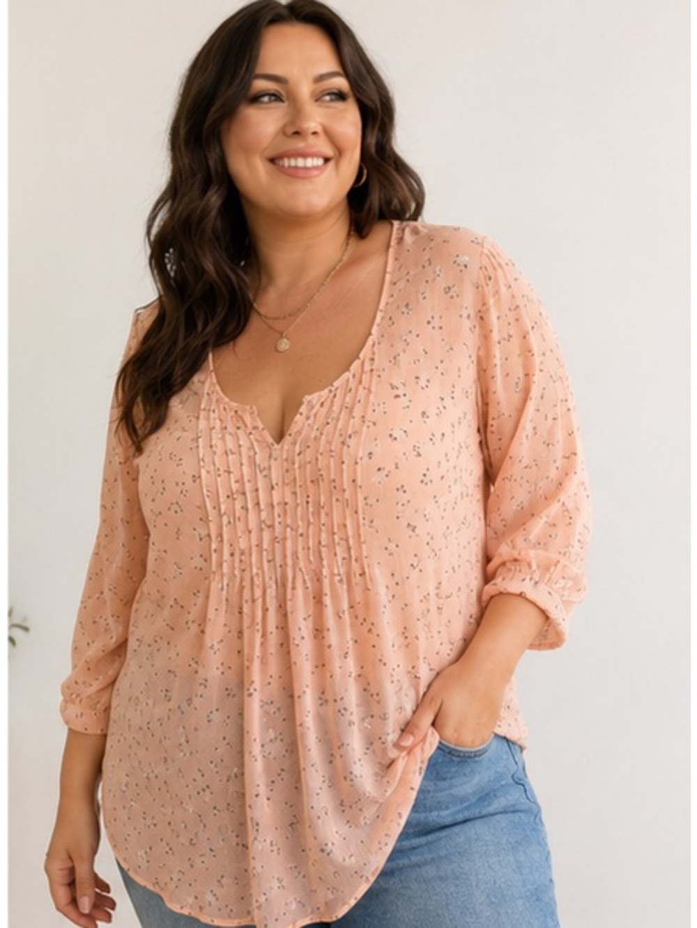 Torrid Women's Light Peach Floral Top Torrid Size 3